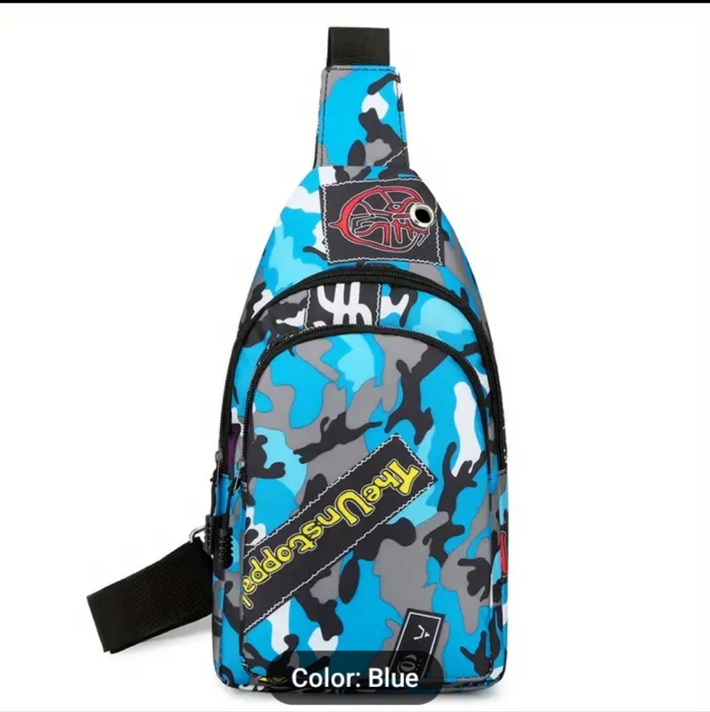 VANDAL ZOO APPAREL BLUE CAMOFLOUGE OVER THE SHOULDER BAG
